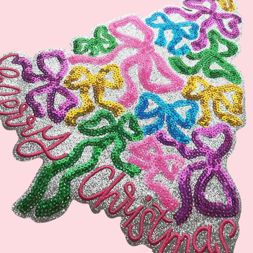Bow Christmas Tree Sequin Patch